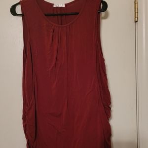 Nursing Breastfeeding Wine Red Sleeveless Top (Side Access)